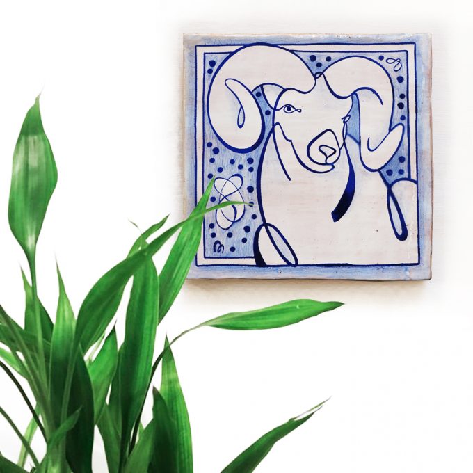 Aries-coleccion-zodiaco-horóscopo-ppmiralles-cerámica-valenciana-tradicional-carnero-azulejo